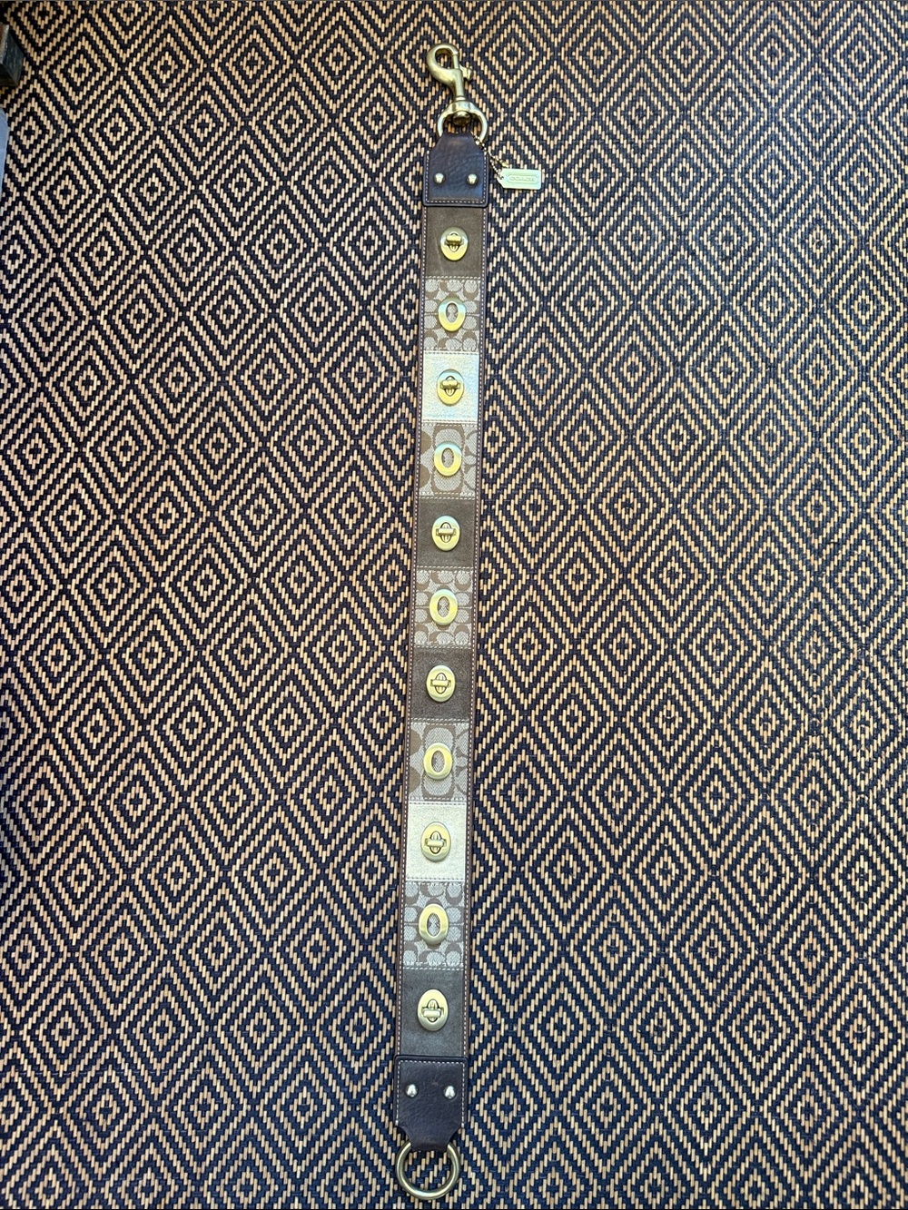 Vintage Y2K coach signature patchwork turnlock belt 90024